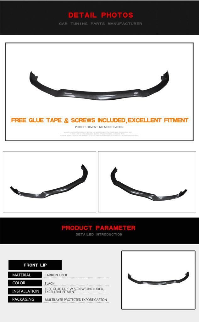 Front Lip for Mercedes Benz C63 4 Door Amg Carbon Fiber Front Bumper Spoiler Body Kits W205 Amg C63 Accessories