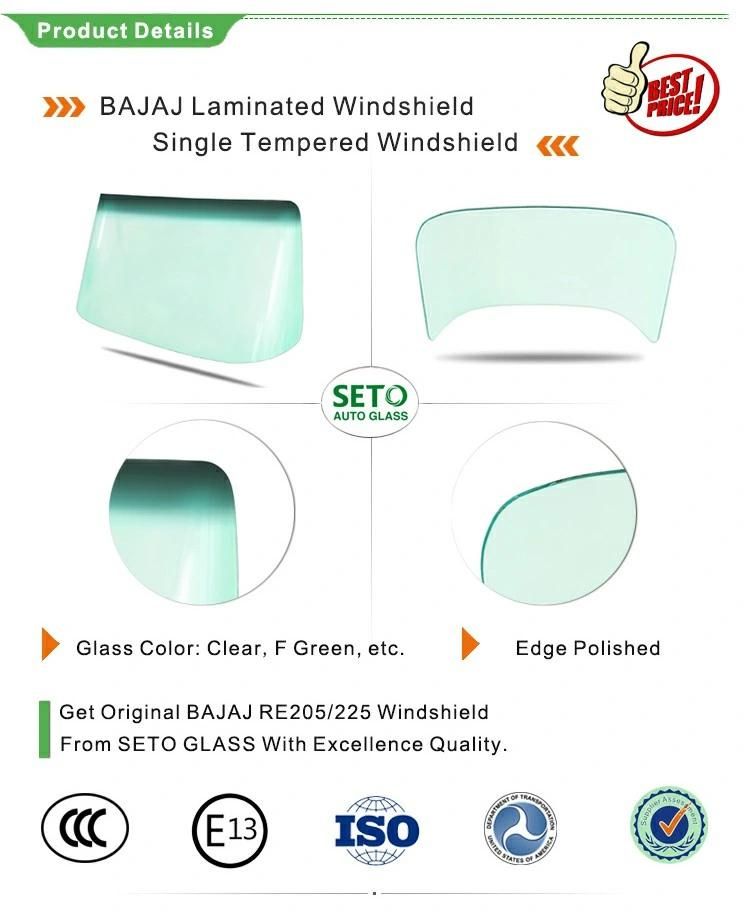 5mm Bajaj Auto Spares Re Compact 2s & 4s Single Tempered Front Windshield