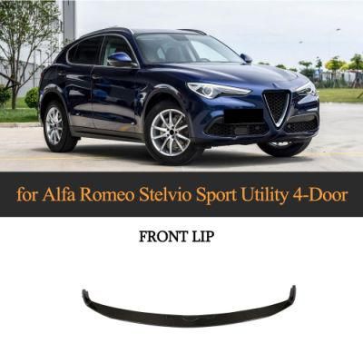 3 Pieces Carbon Fiber Front Lip Fit for Alfa Romeo Stelvio Sport Utility 4-Door 2017-2018