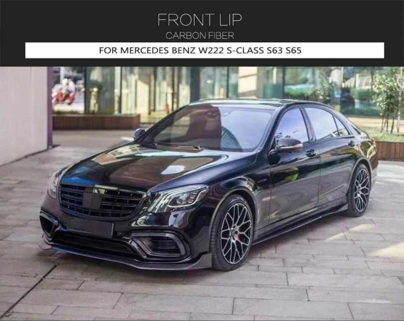 Carbon Fiber Front Bumper Lip Spoiler Splitters for Mercedes-Benz S Class W222 S63 Amg 2018-2020