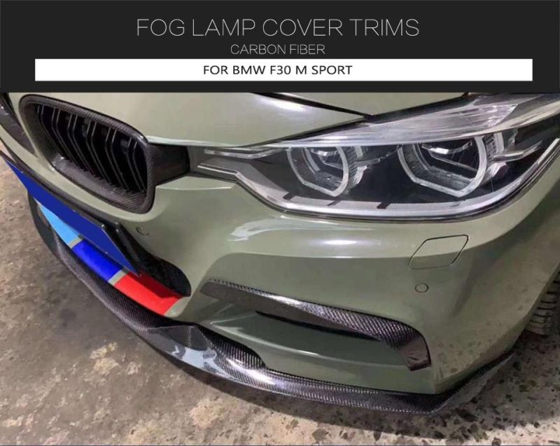 Carbon Fiber Front Fog Lamp Fins Splitters Trim Canards for BMW F30 F31 M Sport 2012 - 2018