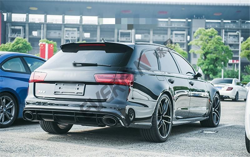 RS6 Rear Bumper Diffuser with Exhaust Pipe for 2016-2018 A6 S6