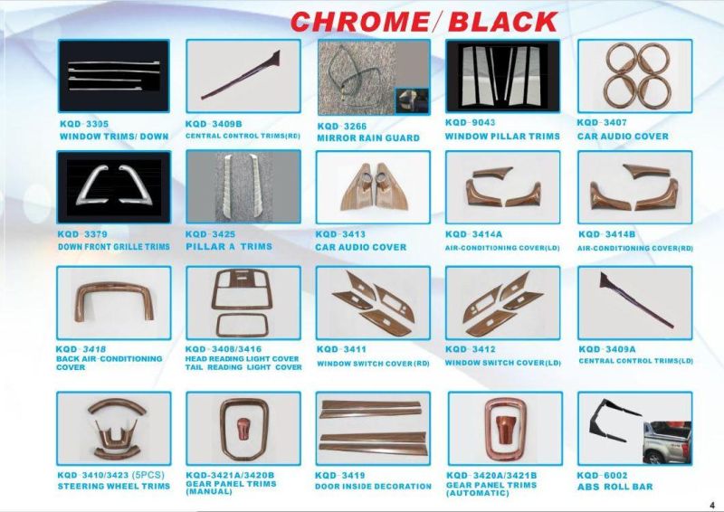 ABS Chrome/Black Car Door Handle Bowl Cover for Toyota Revo