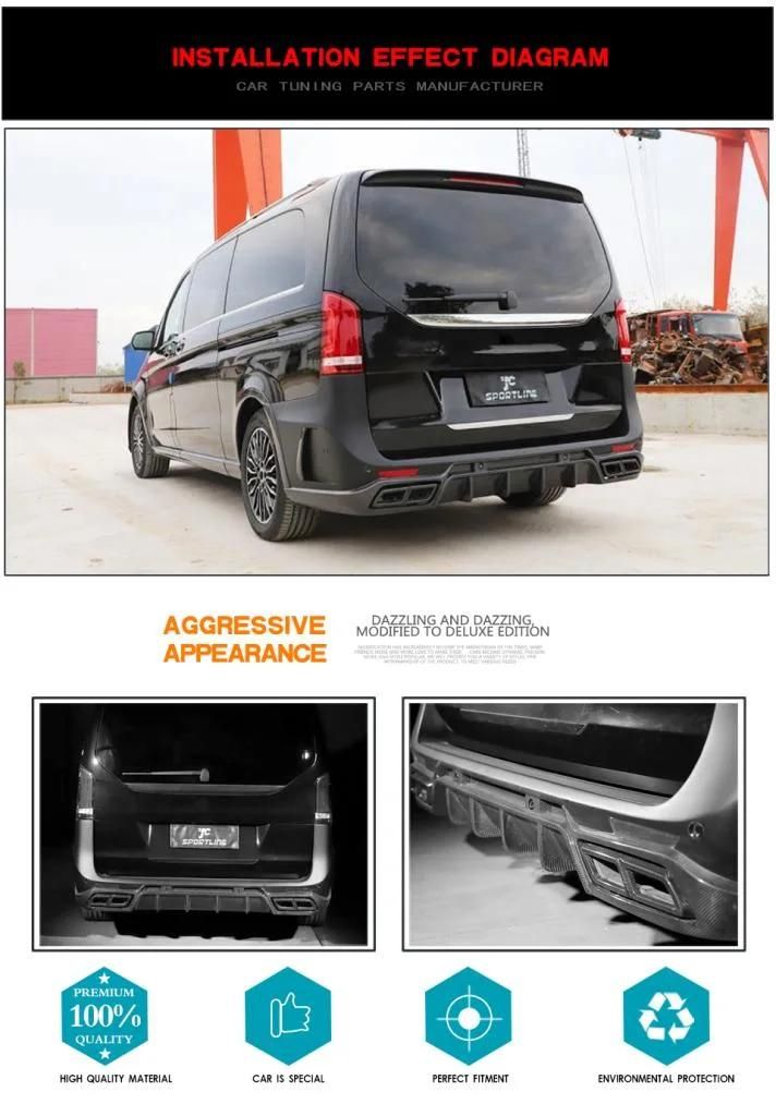 Carbon Fiber Rear Bumper for Benz Mercedes V-Class W447 2015-2019