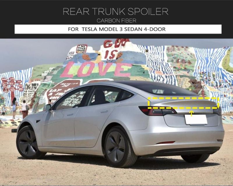 Carbon Fiber Rear Wing Spoiler for Tesla Model 3 Sedan 4-Door 2016-2019