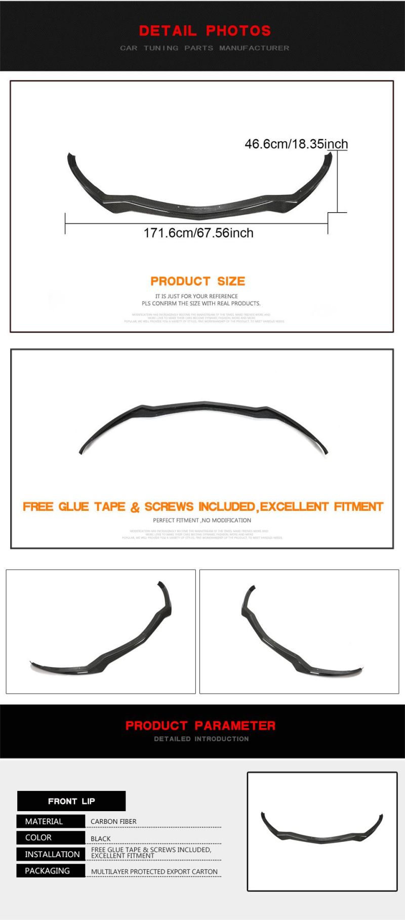 Carbon Fiber Front Lip for Alfa Romeo Giulia Sedan 4-Door 2016-2021