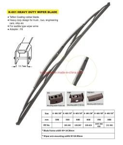 K-601 Heavy Duty Wiper Blade for Bus, Blade Frame Width W=14.50mm, Wiper Arm Mounting Width W=16.50mm