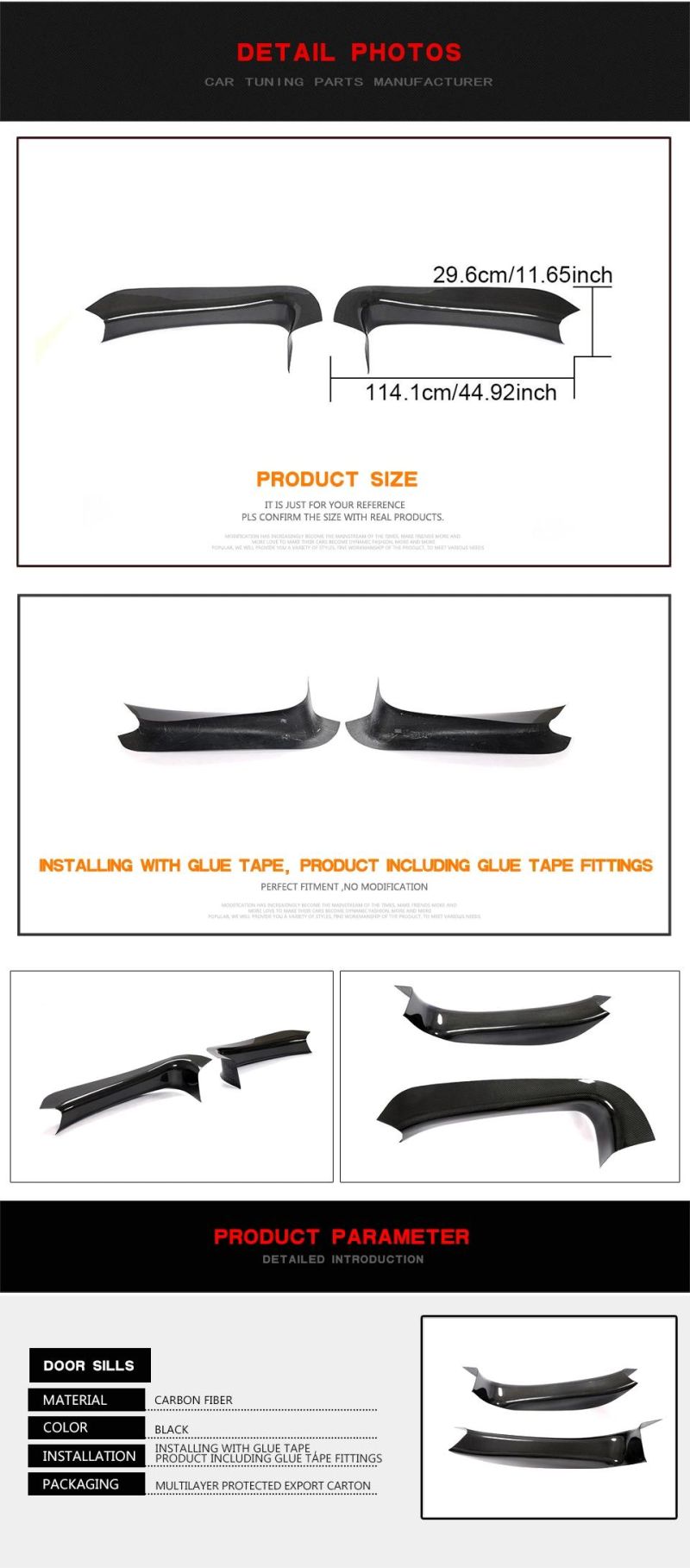 Dry Carbon Fiber Door Sills Threshold Panels for Mclaren 540c 570gt 570s 2-Door 2015-2020