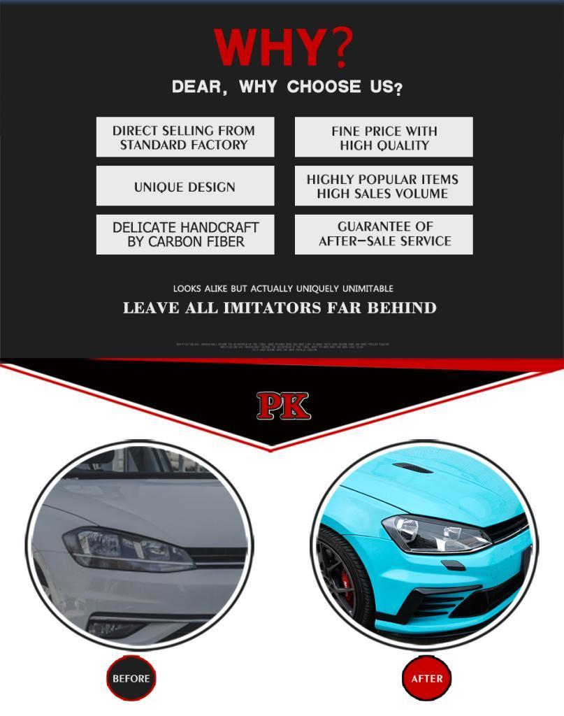 Dry Carbon Fiber Headlight Eyebrows for VW Golf 7 Mk7 Gti 7r Rline 2014-2018
