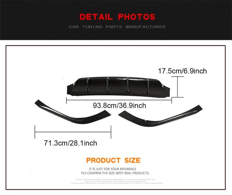 3PCS Carbon Fiber Rear Bumper Diffuser Lip for Volkswagen Arteon Hatchback 4-Door 2019-2020