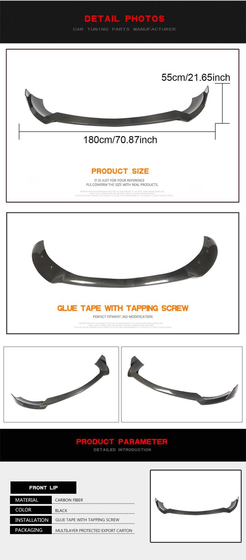 Carbon Fiber W222 Front Splitter Lip for Mercedes Benz S400 S500 S600 Sport Sedan 14-17