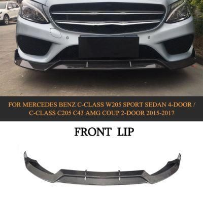 Carbon Fiber Car Front Bumper Lip Spoiler for Mercede S Ben Z C-Class W205 Sport C205 C43 15-17