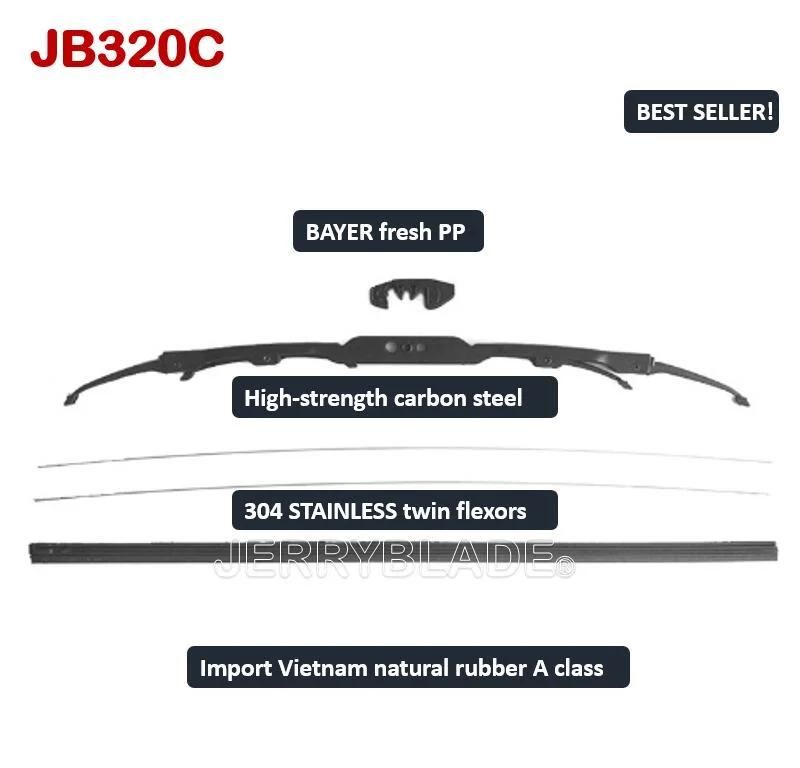 Bosch-Ty Traditional Wiper Blade Universal for Most Cars Windscreen Metal Type Frame Wiper Conventional Blade Natural Silicon Rubber Universal Windshield Wiper