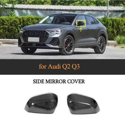 Carbon Fiber Side Mirror Caps Replacement with Lane Assist Rear View Mirror Covers for Audi Q2 Q3 2019