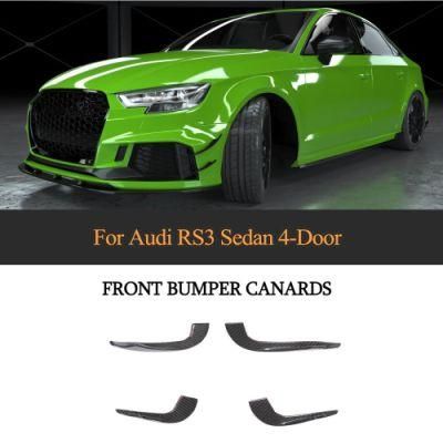 Carbon Fiber Front Bumper Fins for Audi RS3 Sedan 4-Door 2017-2019