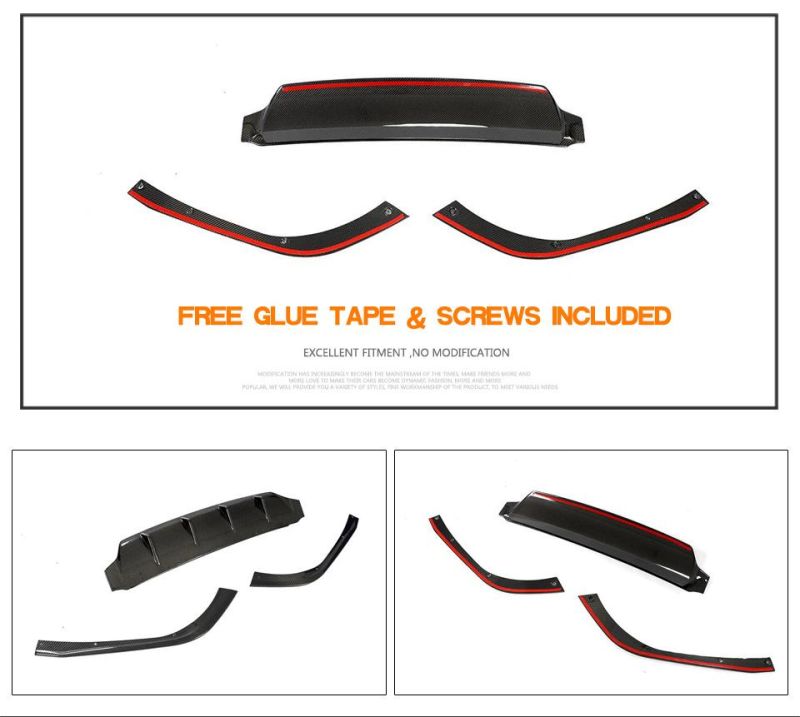 3PCS Carbon Fiber Rear Bumper Diffuser Lip for Volkswagen Arteon Hatchback 4-Door 2019-2020