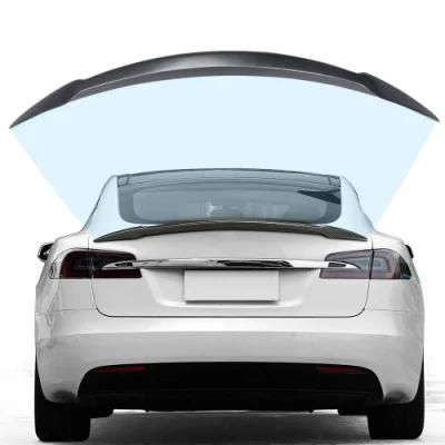 for Tesla Model S Carbon Fiber Style Trunk Spoiler Cover Trim Water Retaining Wing