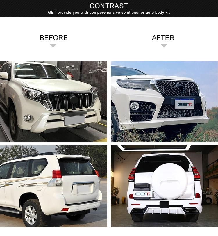 Gbt Hood Fender Headlamp E Style Body Kit Year 2010-2017 to 2018 Front Rear Bumper for Toyota Prado Fj150 Model