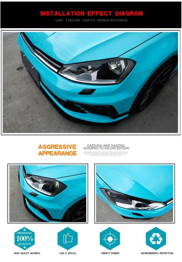 Dry Carbon Fiber Headlight Eyebrows for VW Golf 7 Mk7 Gti 7r Rline 2014-2018