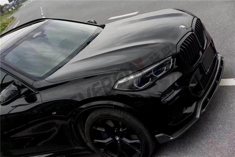 Auto Areo Kit Black Knight in Carbon Looking Body Kit Front Lip Side Skirts Spoiler for BMW X5 G05 2019-2021