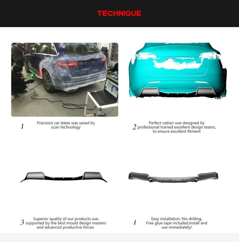 Carbon Fiber Rear Diffuser for Tesla Model Y Sport Utility 4-Door 2019-2021