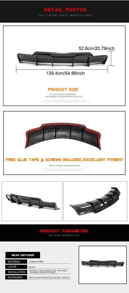 Carbon Fiber Rear Bumper Diffuser for Tesla Model 3 Sedan 4-Door