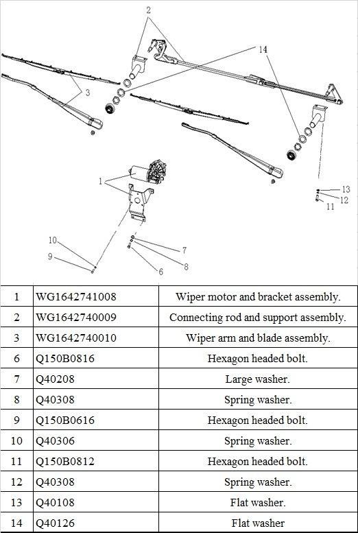 Sinotruk HOWO Truck Cab Parts Wiper Arm Wg1642740010