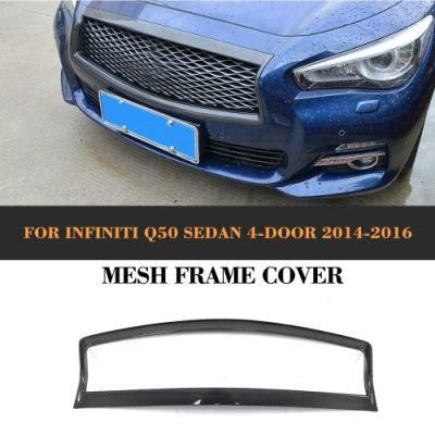 Carbon Fiber Front Grill Mesh Frame Cover for Infiniti Q50 Sedan 4-Door 2014-2016