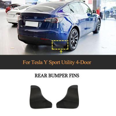 Dry Carbon Fiber Car Rear Bumper Canards Splitter for Tesla Model Y Sport Utility 4-Door 2019-2021