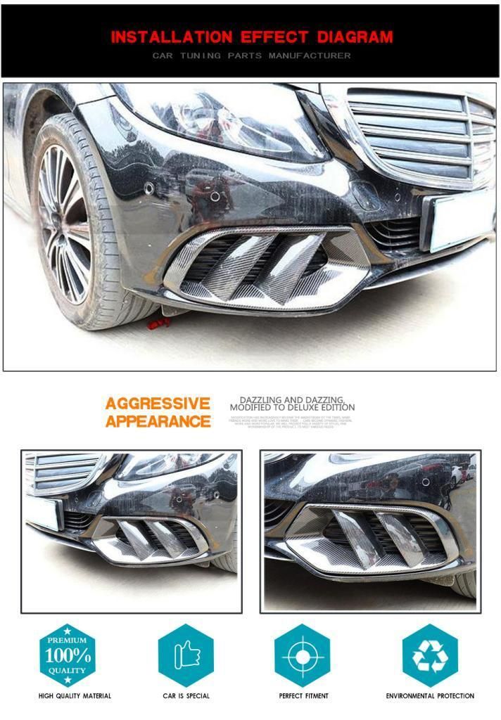 Carbon Fiber Front Bumper Air Vents Outlet Cover Trim for Mercedes Benz W205 C Class 2015-2017