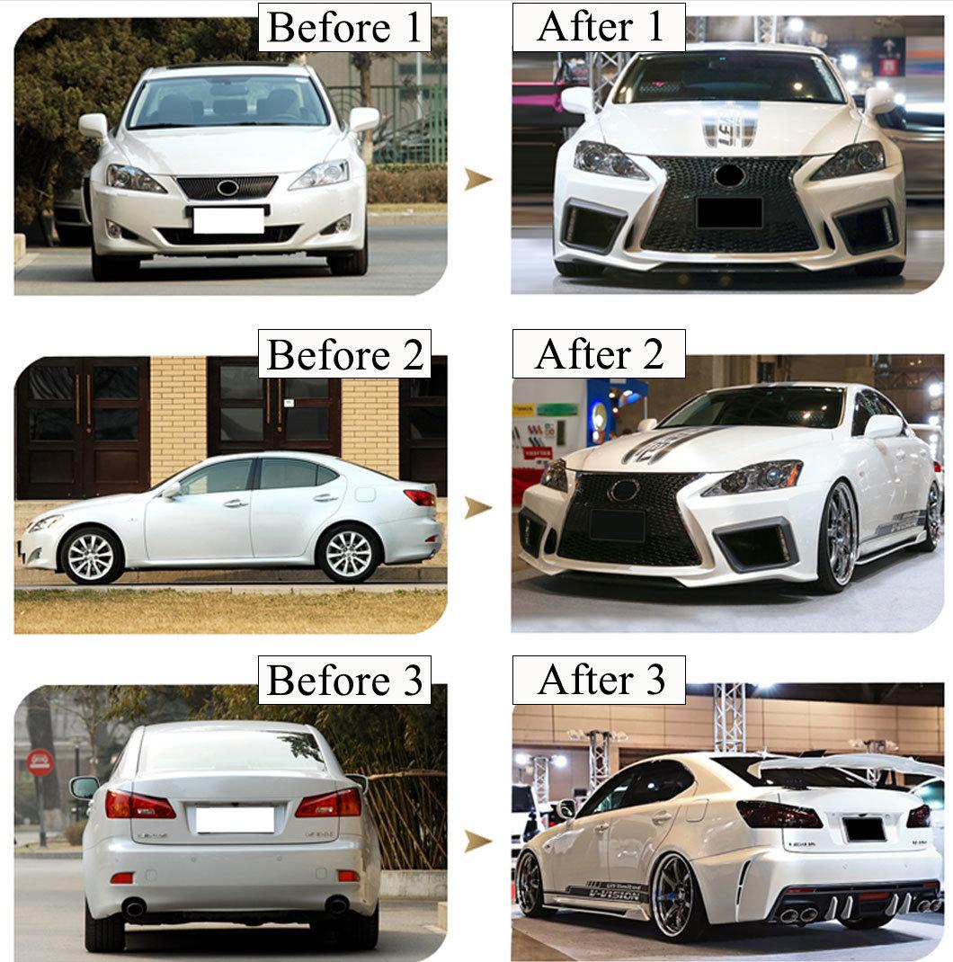 for Lexus Is250 Is300 Is350 2006-2012 Auto Front and Rear Bumper Body Kit Side Skirt