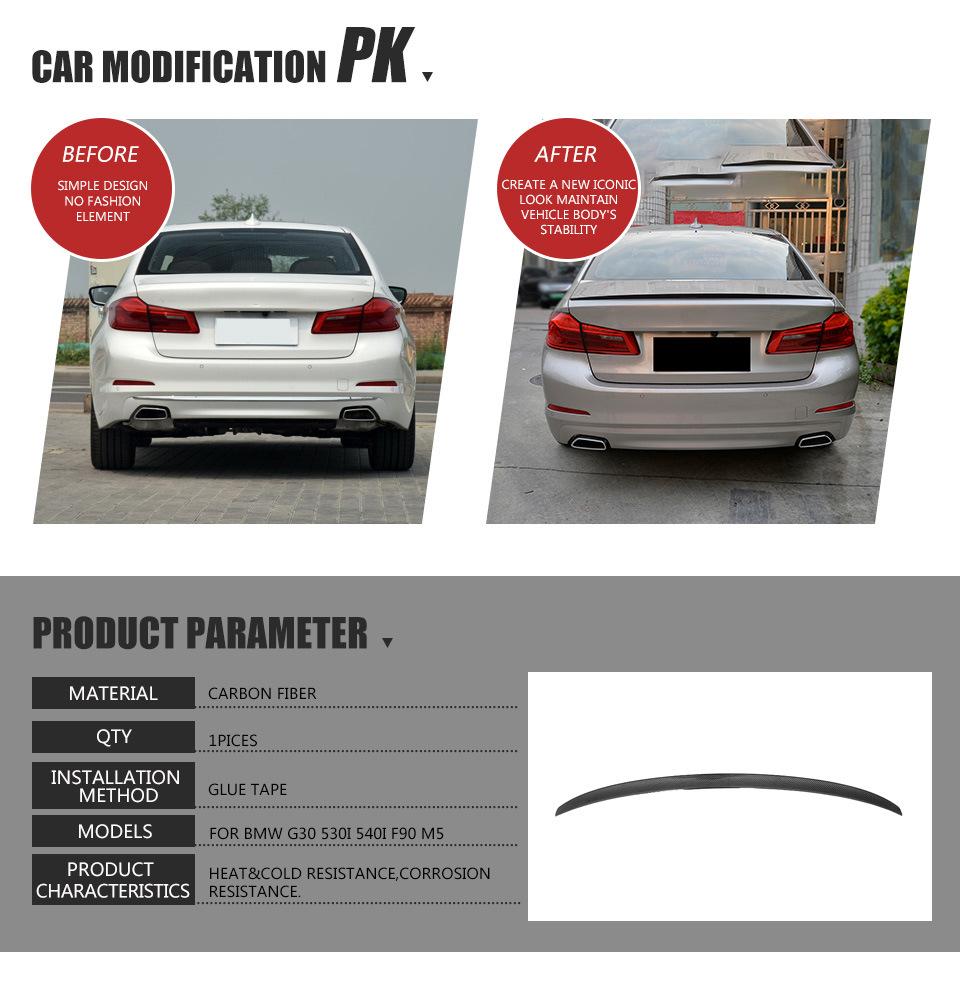 Carbon Fiber Rear Trunk Spoiler for BMW 5series G30 530I 540I 2017-2018