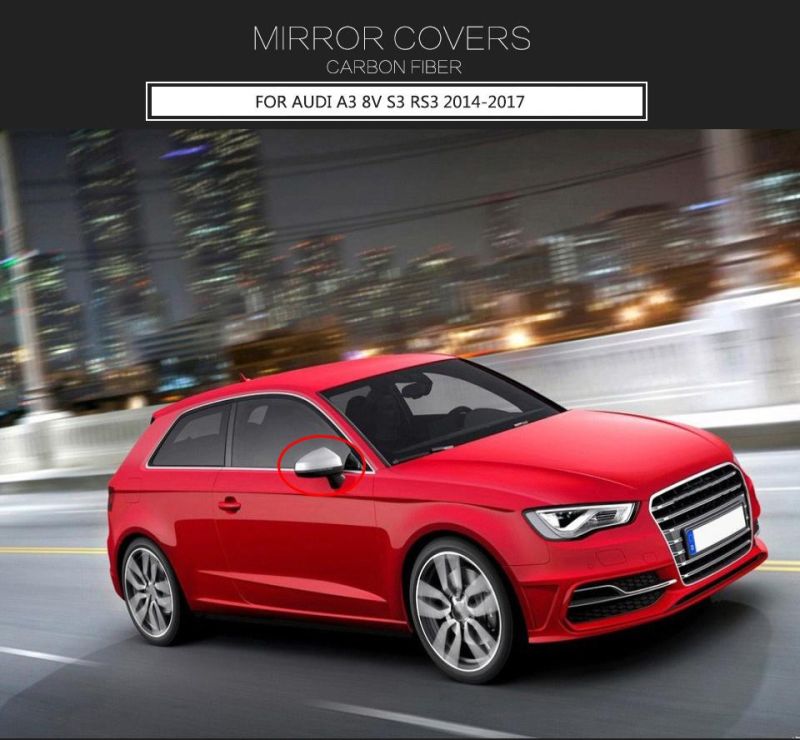 1pair Replacement Carbon Fibre Mirror Covers for Audi A3 8V S3 RS3 2012-2015