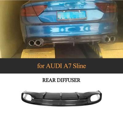 Carbon Fiber Rear Diffuser Lip Dual Pipes Dual Outlet Fit for Audi A7 Sline Bumper