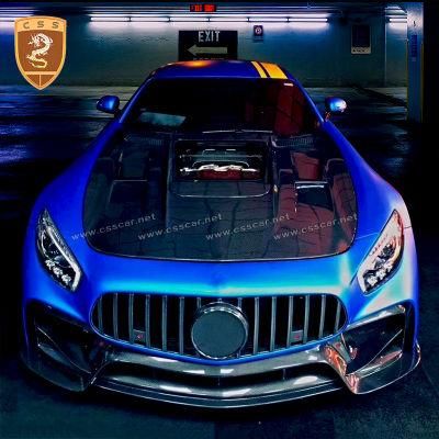 High Glossy Finish Carbon Fiber Mix Fiberglass Car Bonnet Transparent Hood for Mercedes Bens Amg Gt