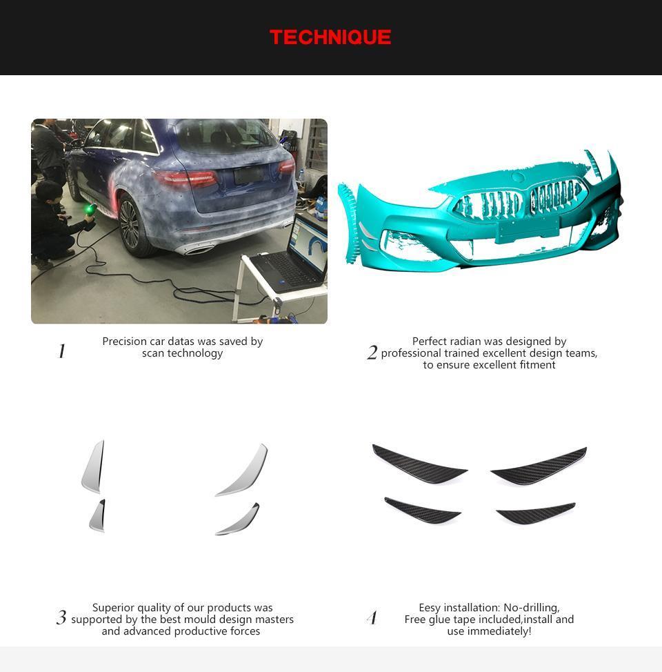 4PCS Carbon Fiber G14 G15 G16 Front Bumper Side Canards for BMW 8 Series M-Sport 2D 4D 2018-2021