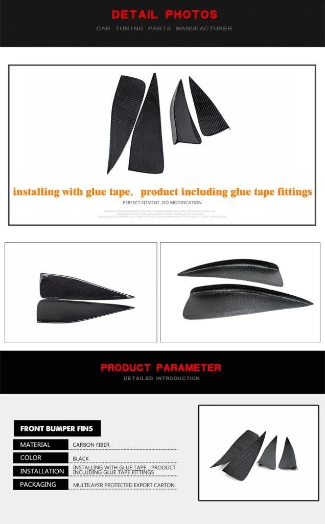 Carbon Fiber Front Bumper Fins Canards for Audi A3 Sline S3 Sedan Convertible 2017-2019