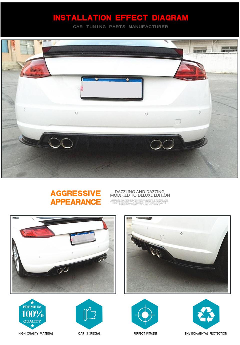 Jc-Wsm079 for Audi Tt MK3 2-Door 15-19 Carbon Fiber Rear Bumper Diffuser Body Kit