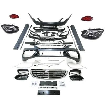 for Benz S Class W222 to S65 Car Body Kits with Headlight Tail Light Grille Side Skirt Car Bumpers