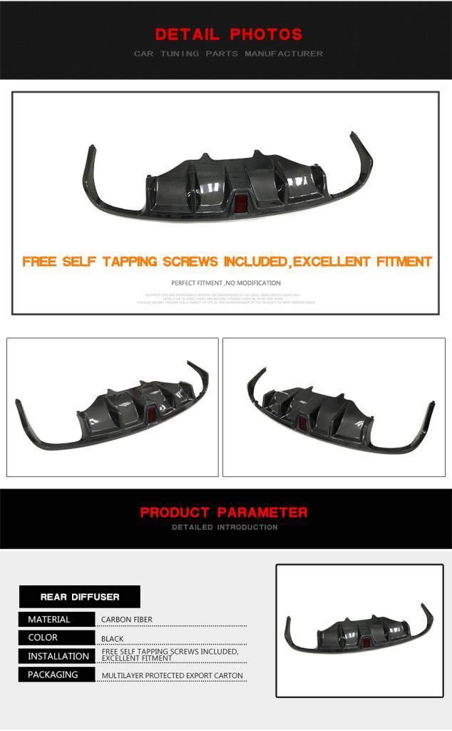 Carbon Fiber Rear Bumper Diffuser with LED for Porsche Macan