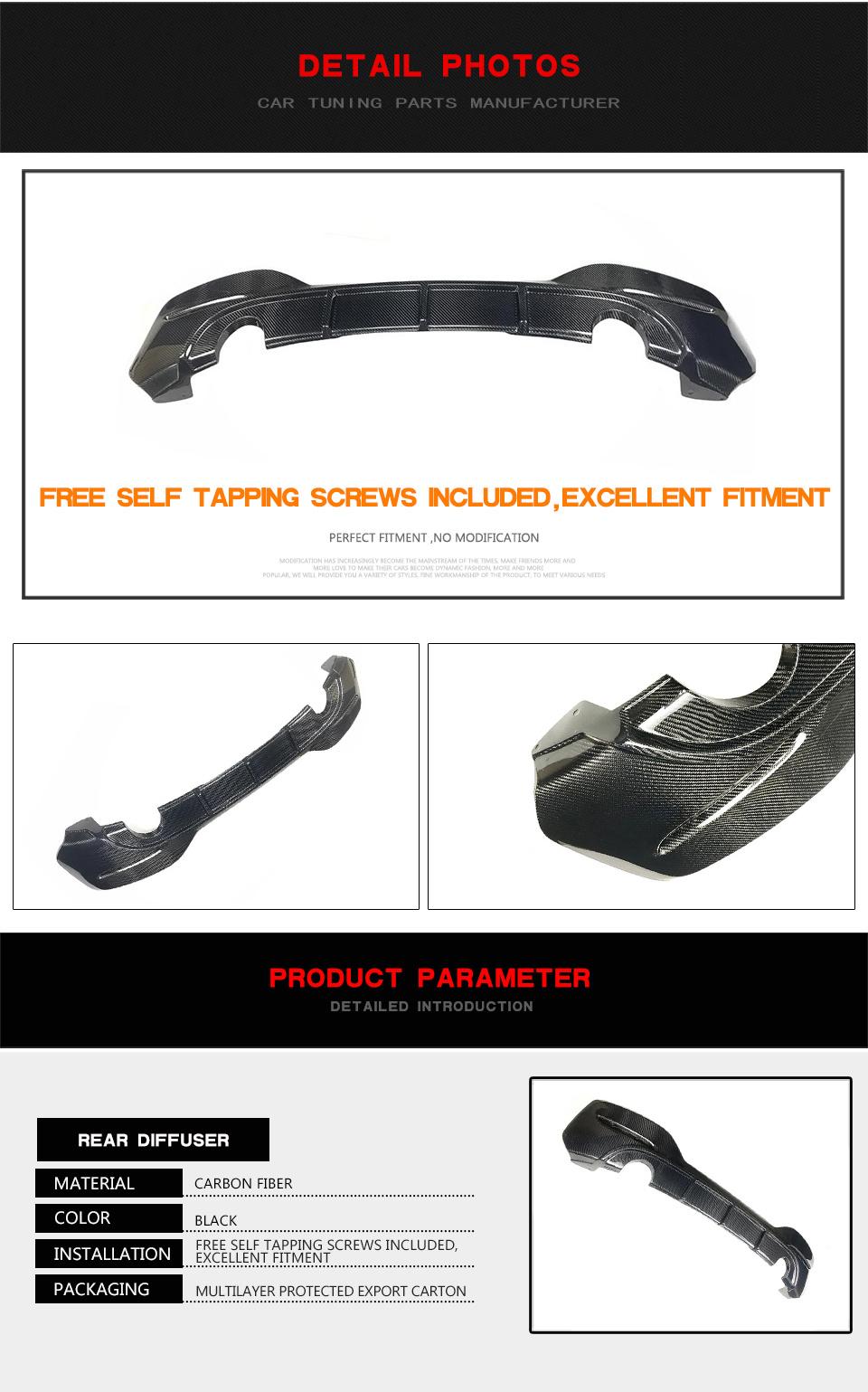 Carbon Fiber Car Rear Diffuser for BMW 1series F20 M Sport 16-18