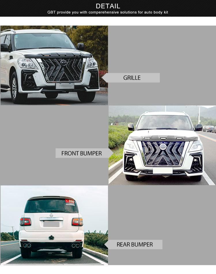 Gbt 2022 New Upgrade Black Hawk Simple Style Auto Parts Front/Rear Bumper Grille Body Kits for 2010-2019 Nissan Patrol Y62 Model