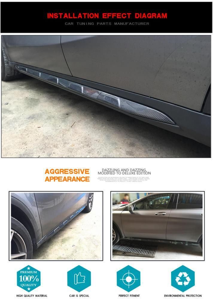 for Benz Gla Gla45 Amg Carbon Fiber Side Skirts Sport Utility 4-Door 2015-2016