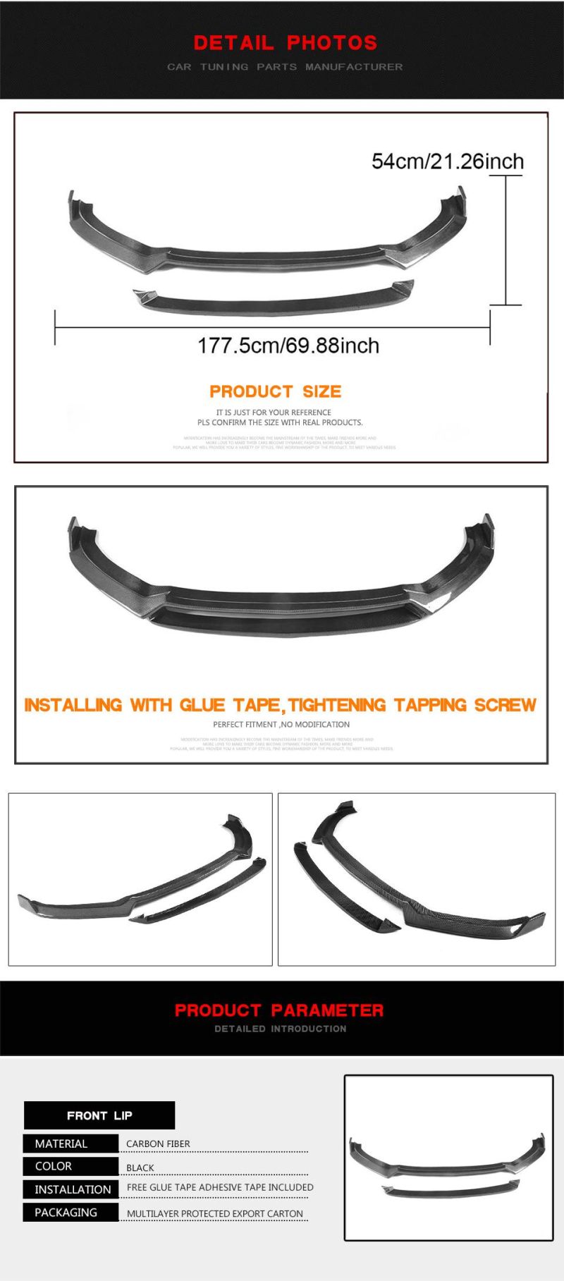 Facelift S3 Carbon Fiber Front Valance Kit for Audi S3 8V A3 Sline Sedan 17-18