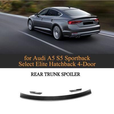 3PCS/Set Carbon Fiber S5 Trunk Rear Spoiler for Audi A5 S5 Sportback 4-Door 2017-2019