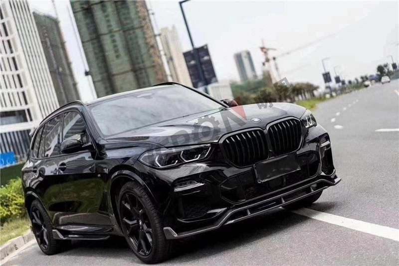 Auto Areo Kit Black Knight in Carbon Looking Body Kit Front Lip Side Skirts Spoiler for BMW X5 G05 2019-2021