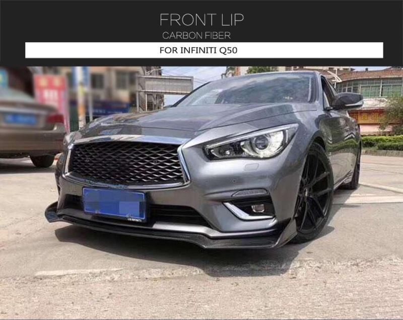 Carbon Fiber Car Front Bumper Spoiler Lip for 2018 Infiniti Q50 Base Standard