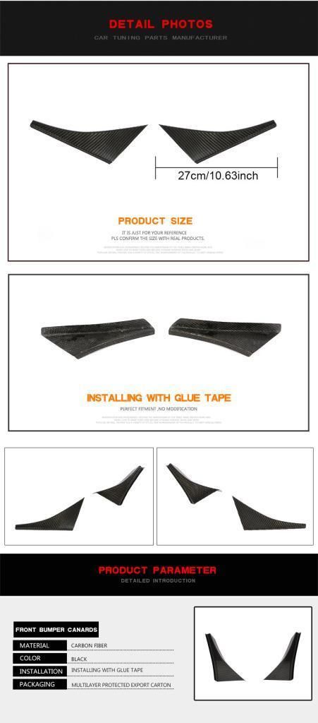 Carbon Fiber Front Bumper Splitter Fins for BMW I8 2014-2018