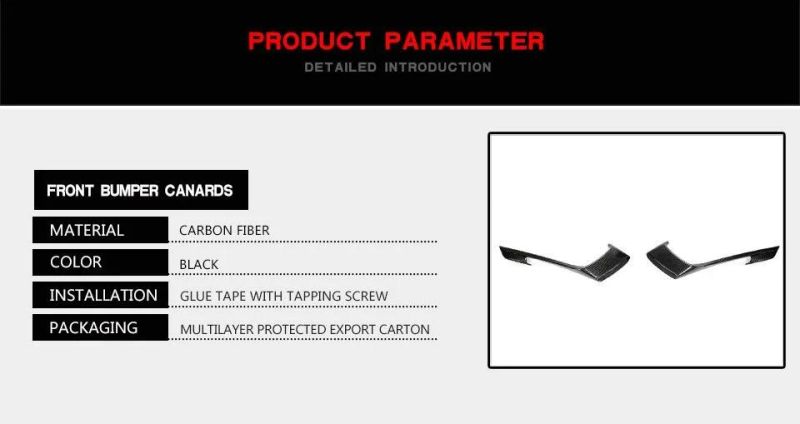 Carbon Fiber Front Bumper Canards for Porsche 718 Boxster Cayman 2-Door 2016-2019