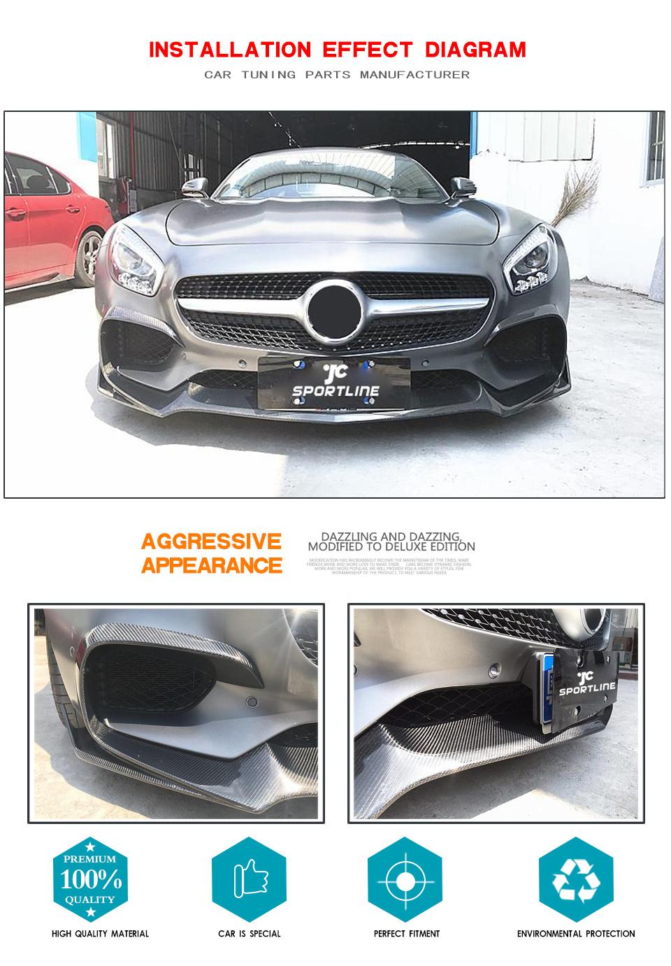 Carbon Fiber Gt S Front Lip Splitter for Mercedes Benz Amg Gt 2016-2018